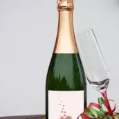 Étiquette personnalisée de mariage avec oiseaux – Romantique et tendre pour bouteille de champagne