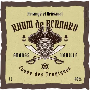 étiquette personnalisée pour rhum arrangé artisanal pirate
