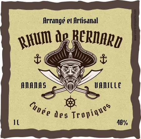 Étiquette personnalisée pour rhum arrangé artisanal pirate