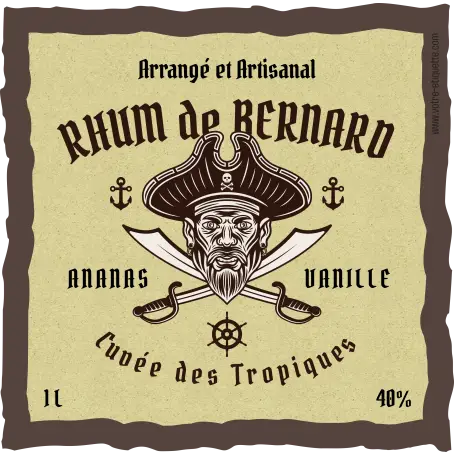 Étiquette personnalisée pour rhum arrangé artisanal pirate