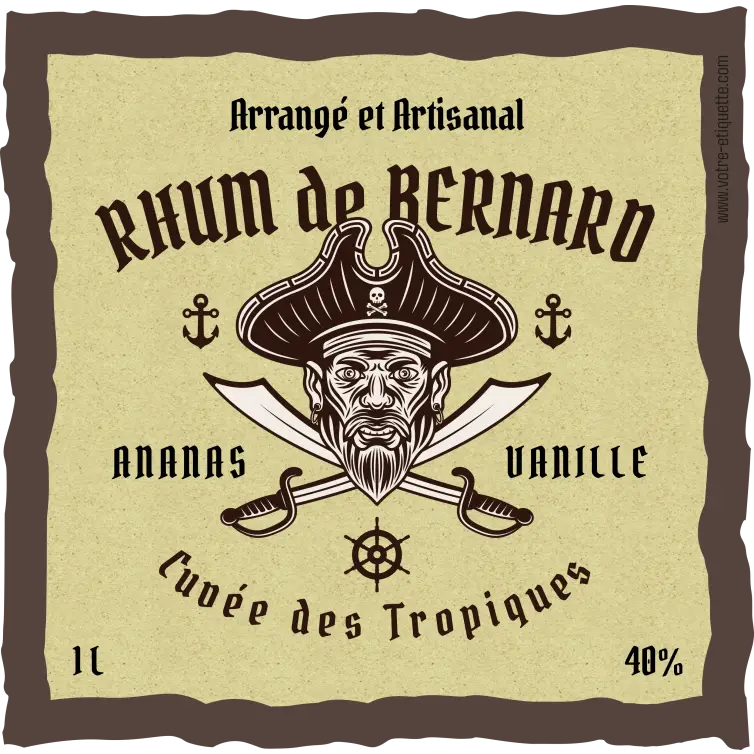 Étiquette personnalisée pour rhum arrangé artisanal pirate