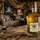 Étiquette personnalisée pour rhum arrangé artisanal pirate