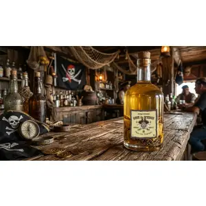 custom label for artisanal pirate infused rum