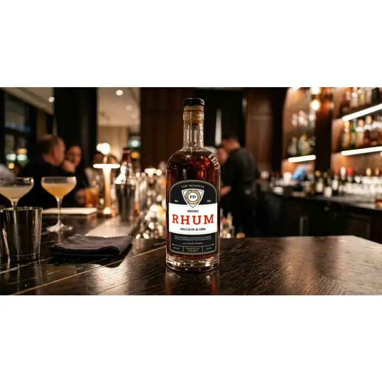 Modern custom label for rum