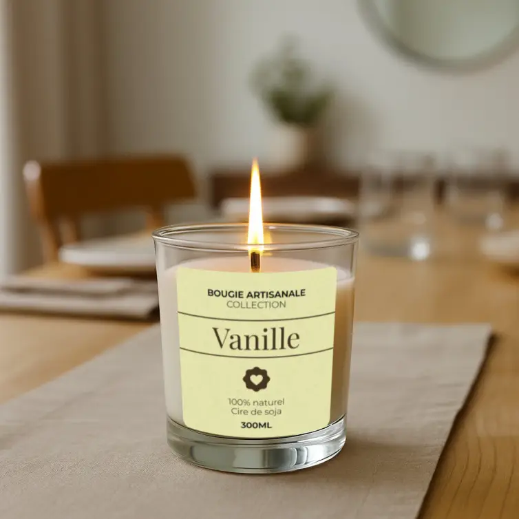 Étiquette personnalisée bougie parfumée vanille
