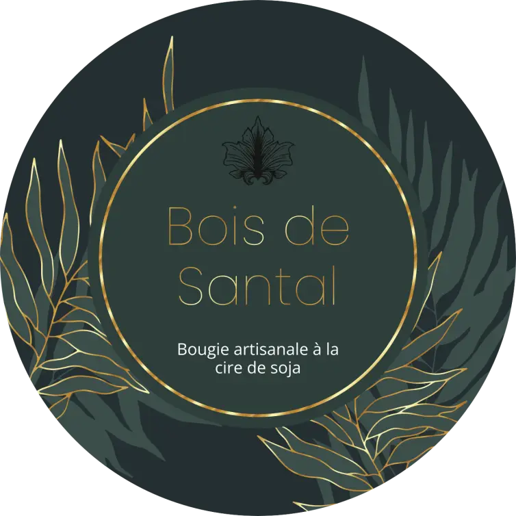 Étiquette personnalisée bougie moderne bois de santal