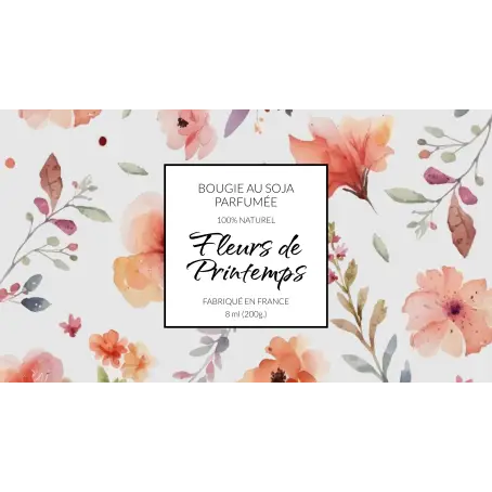 Étiquette personnalisée pour bougie couleur floral
