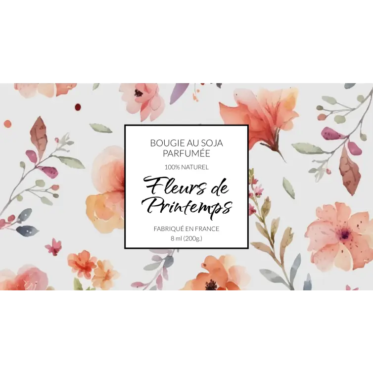 Étiquette personnalisée pour bougie couleur floral
