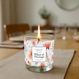 custom label for floral-colored candle
