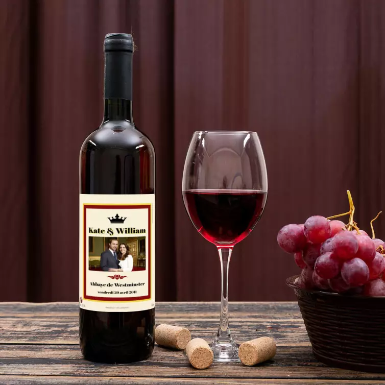 Étiquette personnalisée mariage royale Kate et William – Immortalisez votre événement avec élégance et majesté