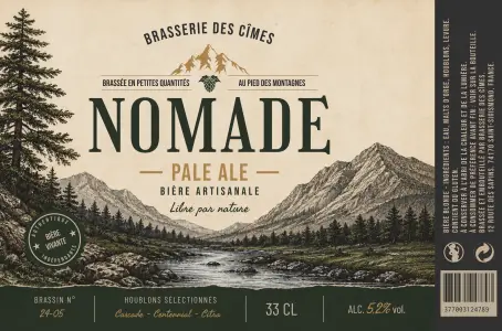 Étiquette personnalisée pour bière artisanale montagne