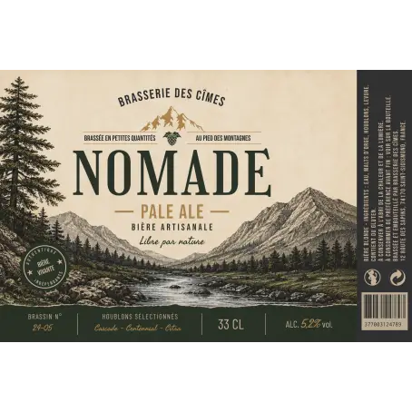 Étiquette personnalisée pour bière artisanale montagne