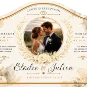 Étiquette personnalisée mariage avec photo au style raffiné