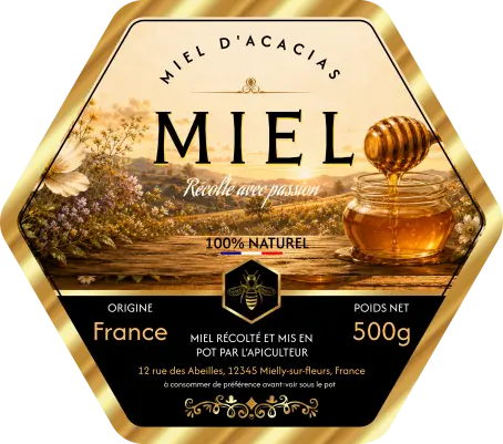 Étiquette personnalisée pour pot de miel haut de gamme