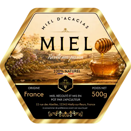 Étiquette personnalisée pour pot de miel haut de gamme
