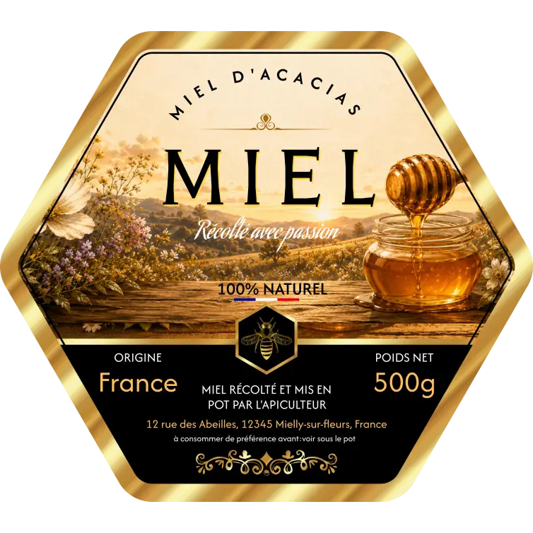 Étiquette personnalisée pour pot de miel haut de gamme