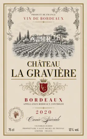 Étiquette vin personnalisée prestige bordeaux
