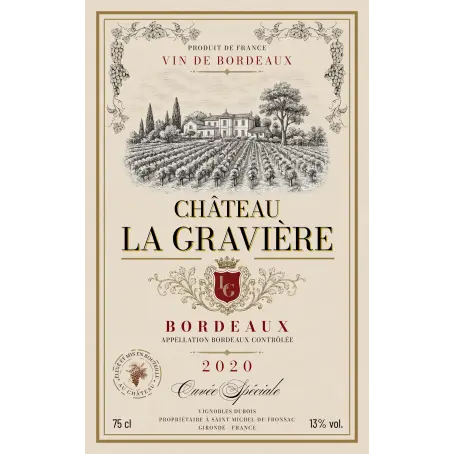 Étiquette vin personnalisée prestige bordeaux