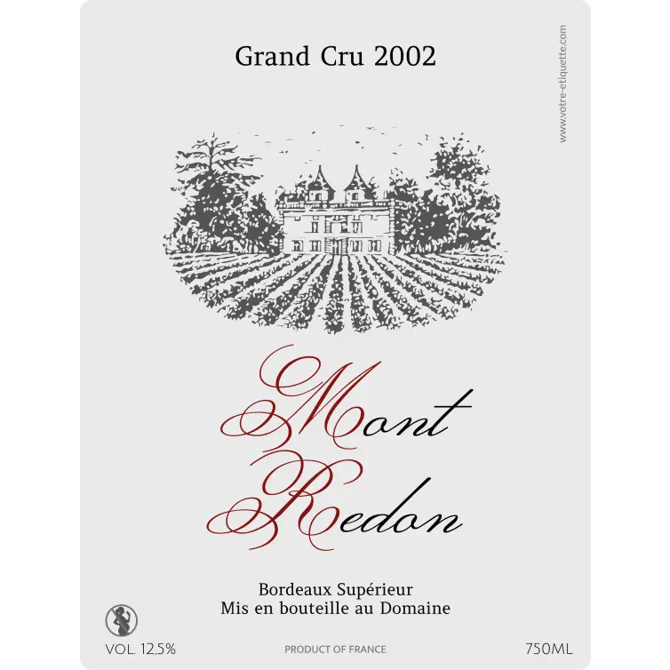 Étiquette de vin personnalisée Bordeaux Grand Cru – Élégance et tradition pour vos bouteilles