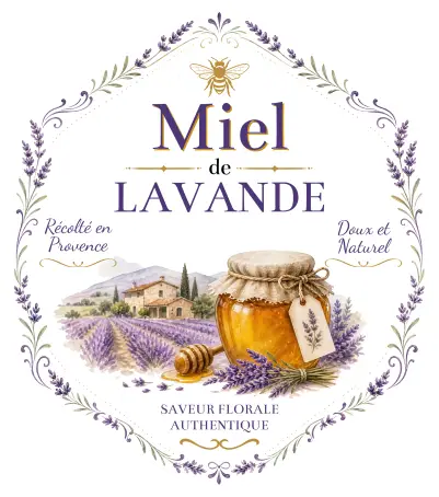 Étiquette personnalisée miel de lavande