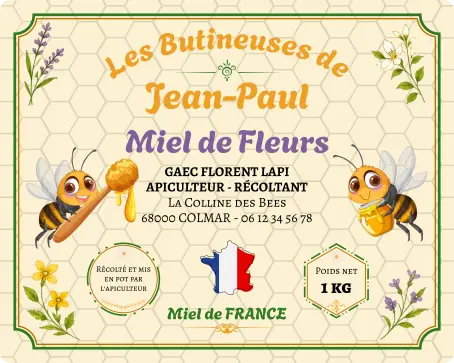 Étiquette miel personnalisée apiculture