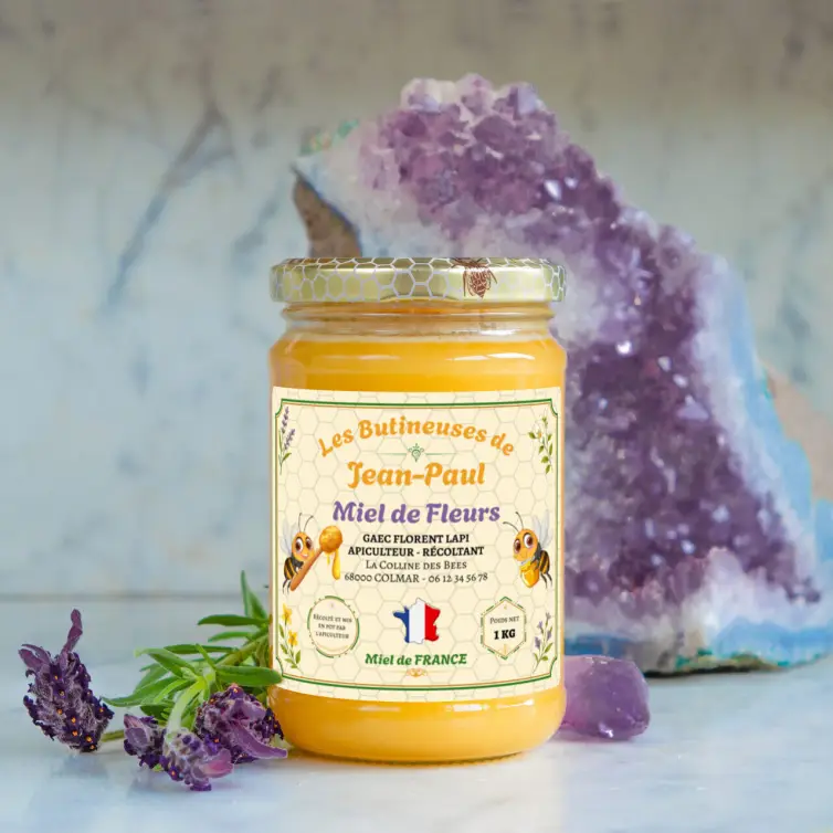 Étiquette miel personnalisée apiculture