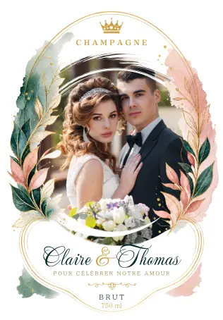 Étiquette personnalisée champagne mariage originale
