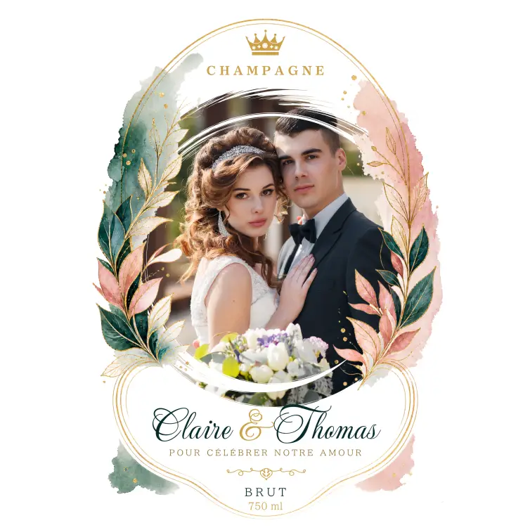 Étiquette personnalisée champagne mariage originale