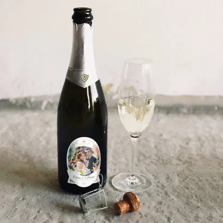 Étiquette personnalisée champagne mariage originale