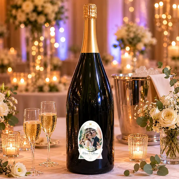 Étiquette personnalisée champagne mariage originale