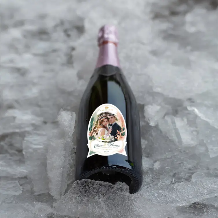 Étiquette personnalisée champagne mariage originale