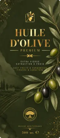 Étiquette huile d’olive premium personnalisable