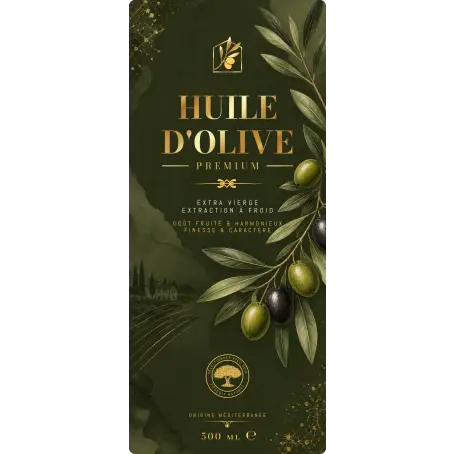 Étiquette huile d’olive premium personnalisable