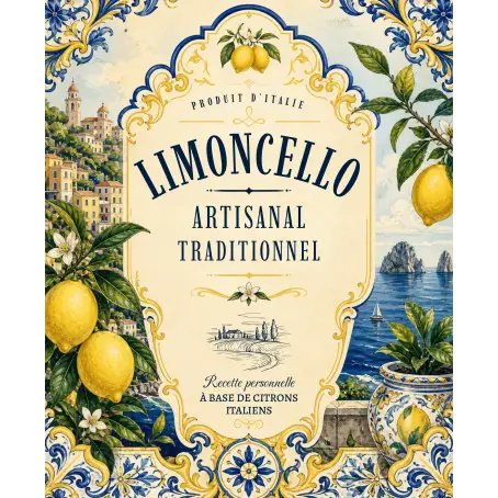 Étiquette personnalisée limoncello artisanal