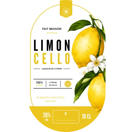 Étiquette personnalisée limoncello ovale