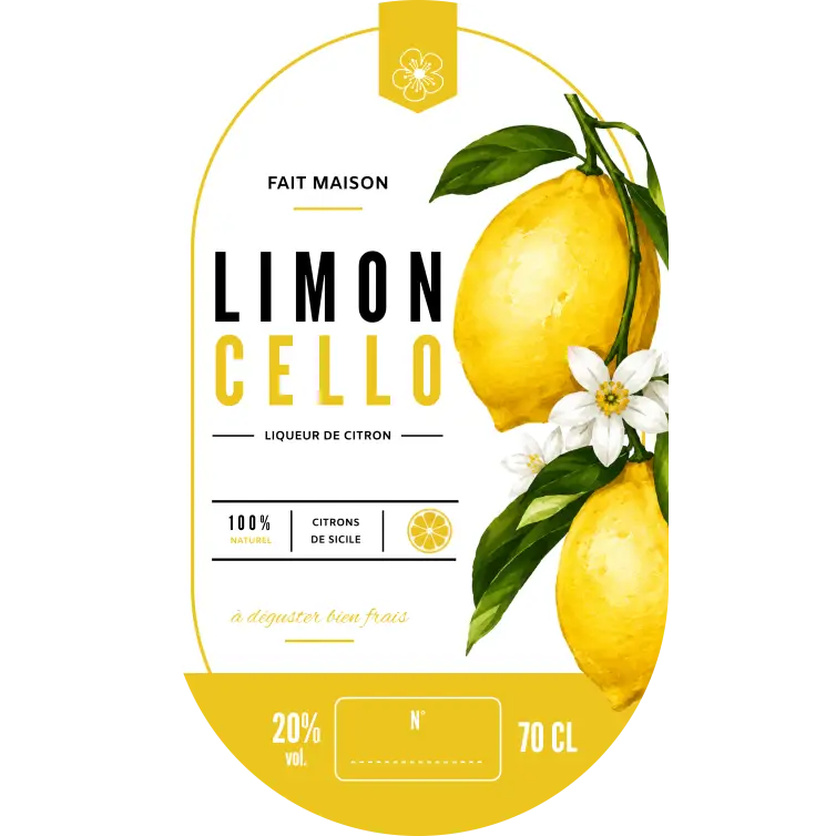 Étiquette personnalisée limoncello ovale