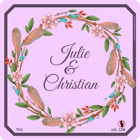 Étiquette autocollante personnalisée couronne en fleurs