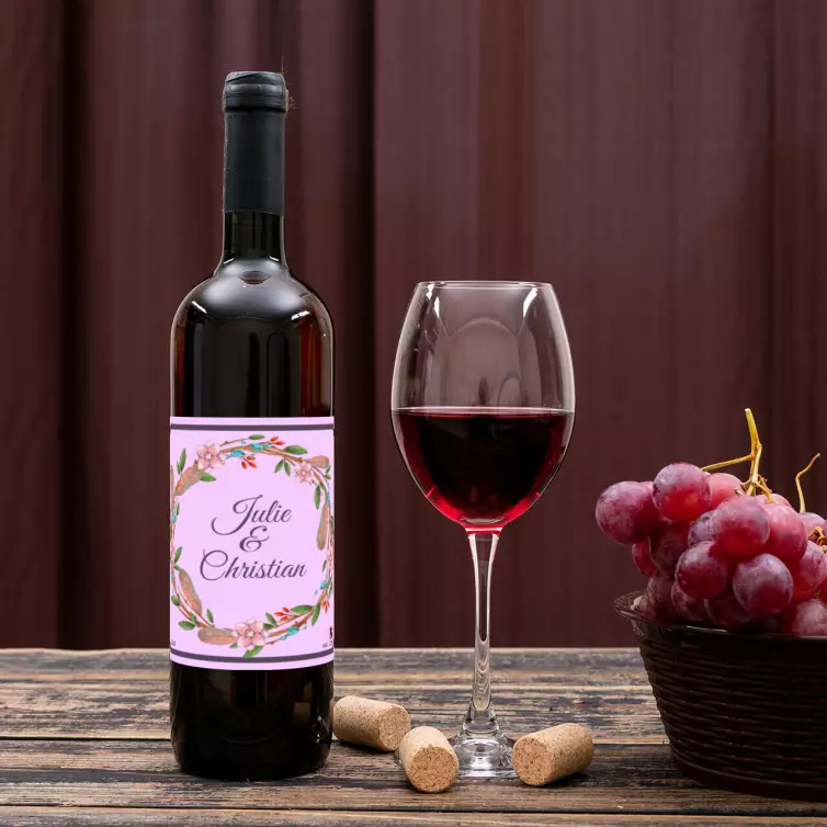 Étiquette autocollante personnalisée couronne en fleurs