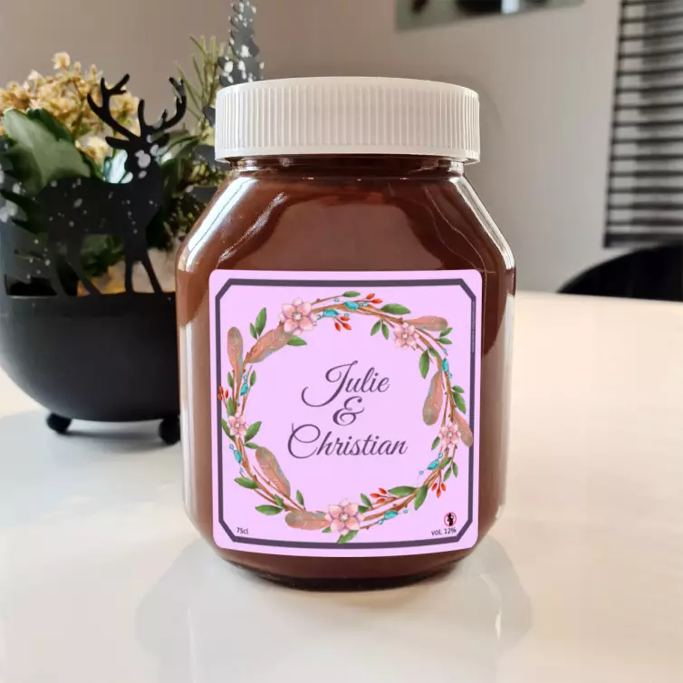 Étiquette autocollante personnalisée couronne en fleurs