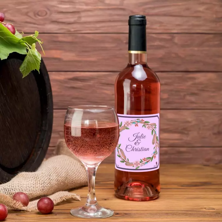 Étiquette autocollante personnalisée couronne en fleurs