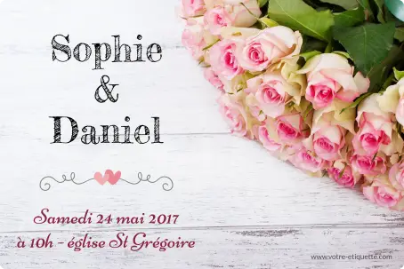 Étiquette de mariage personnalisée avec roses – pour une célébration romantique et unique