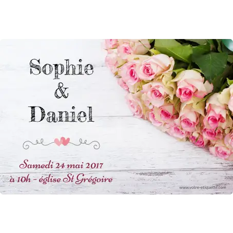 Étiquette de mariage personnalisée avec roses – pour une célébration romantique et unique