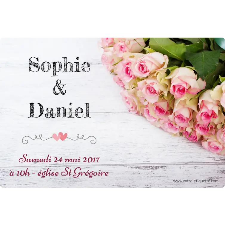 Étiquette de mariage personnalisée avec roses – Pour une célébration romantique et unique