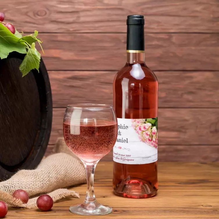 Étiquette de mariage personnalisée avec roses – Pour une célébration romantique et unique