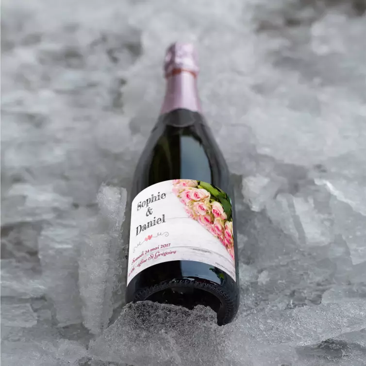 Étiquette de mariage personnalisée avec roses – Pour une célébration romantique et unique