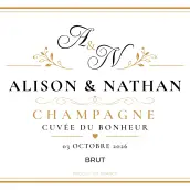 Étiquette champagne mariage personnalisée : design doré