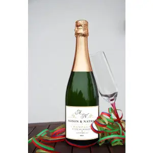 etiqueta de champán personalizada para boda: diseño dorado