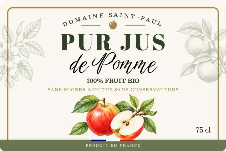 Étiquette personnalisée pour jus de pomme 90 x 60 mm