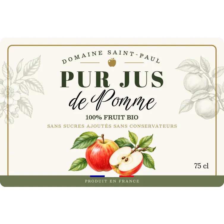 Custom label for apple juice 90 x 60 mm