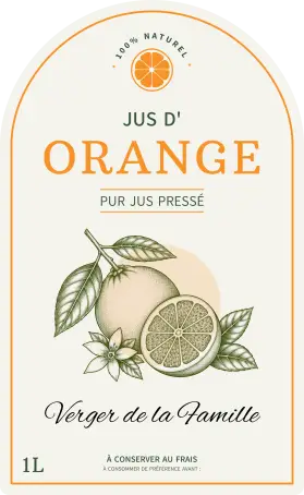 Étiquette personnalisée pour jus d'orange
